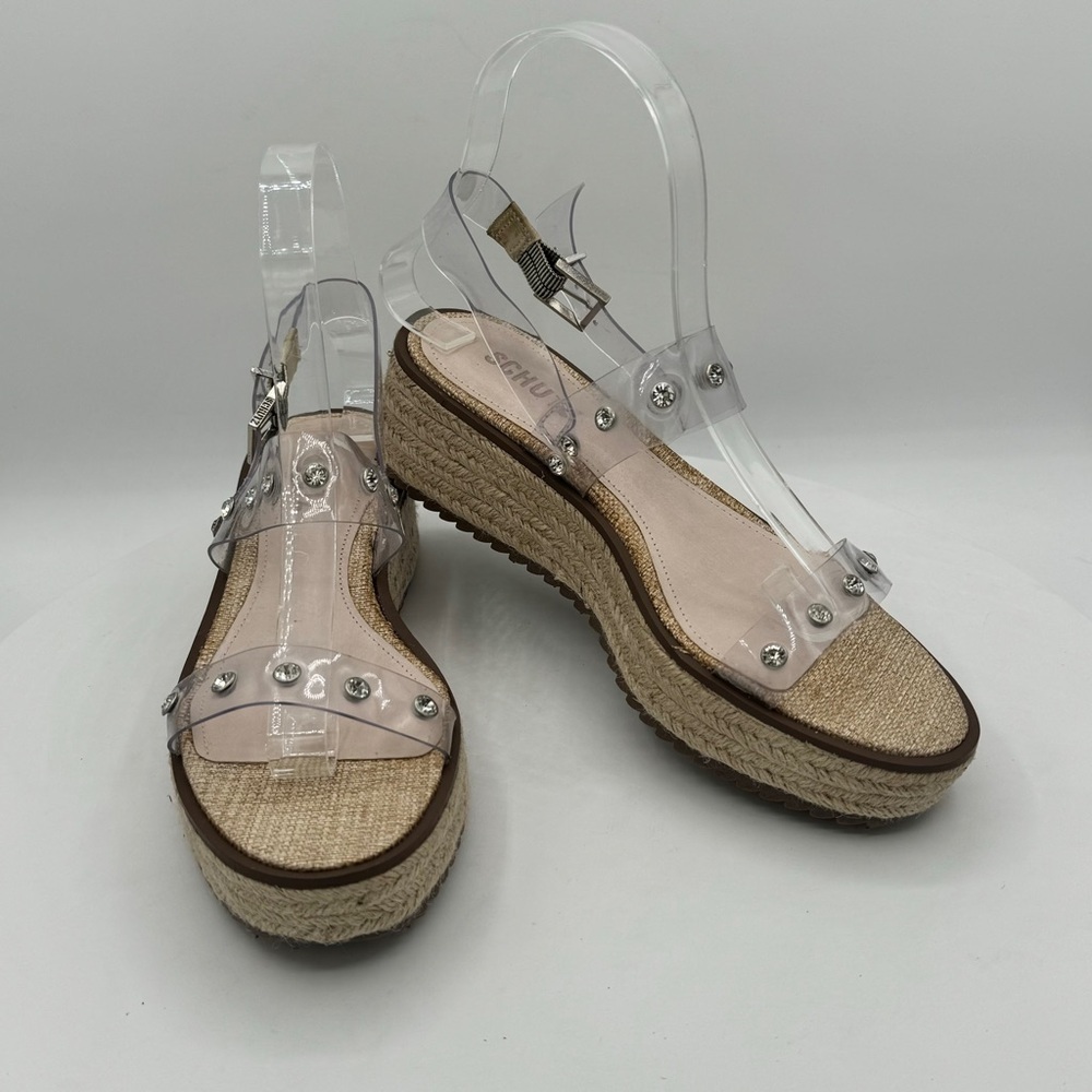 SCHUTZ Transparent and Beige Espadrille Sandals